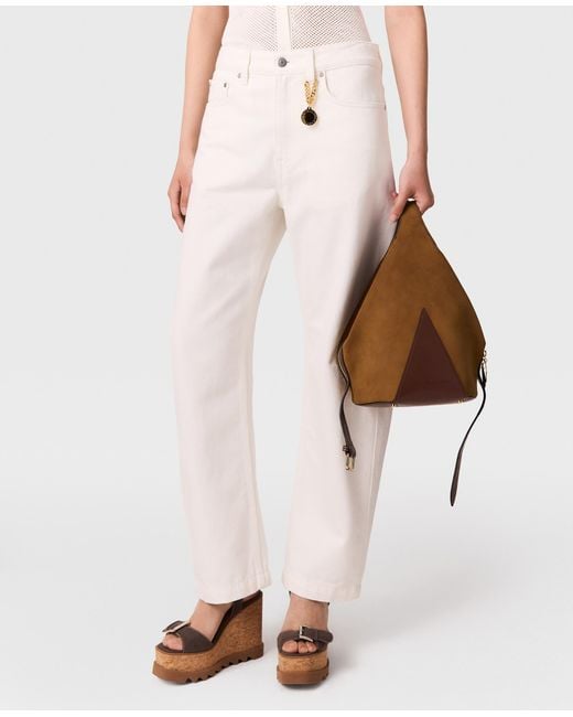 Stella McCartney White Cropped Barrel-leg Jeans