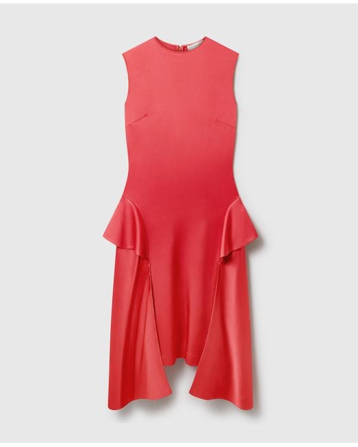 Stella McCartney Red Draped Satin Midi Dress