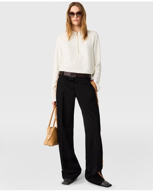 Stella McCartney Natural Arlesa Double Split Hem Zip Blouse