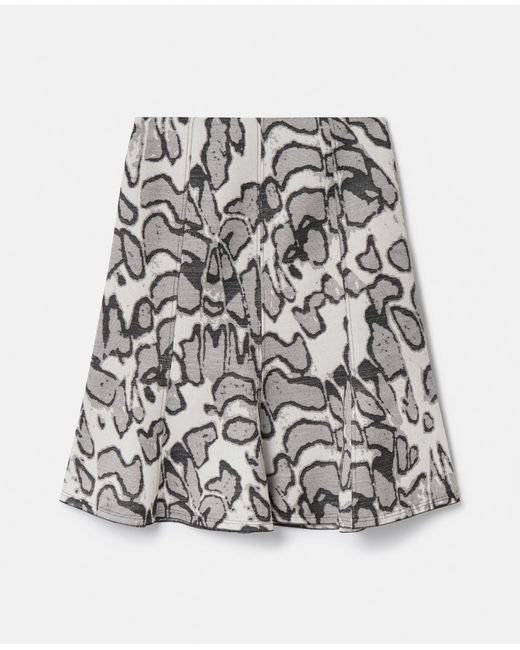 Stella McCartney Gray Abstract Moth Jacquard Belted Skirt