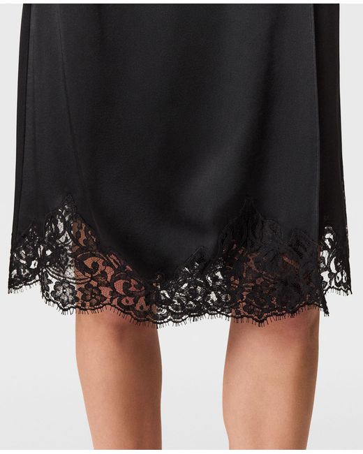 Stella McCartney Black Lace Satin Midi Skirt