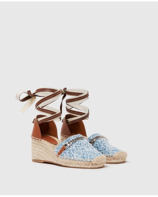 Stella McCartney White Gaia Bouclé Platform Espadrille Wedges
