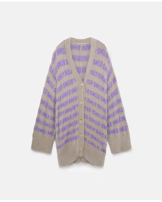 Stella McCartney Purple Jacquard Knit Cardigan