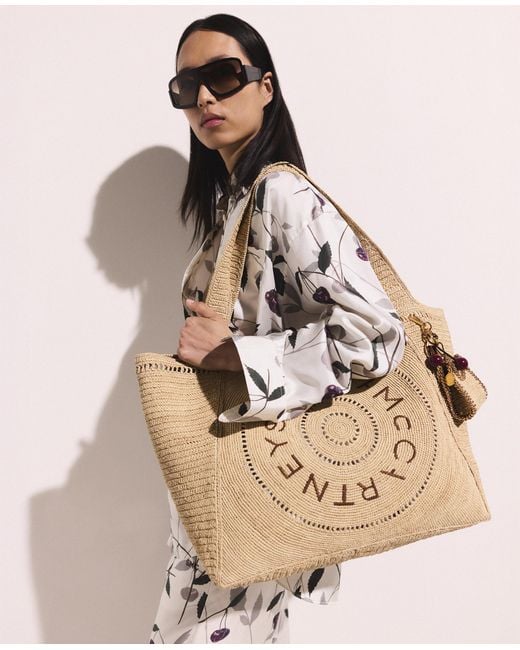 Stella McCartney Natural Logo Raffia Large Tote Bag