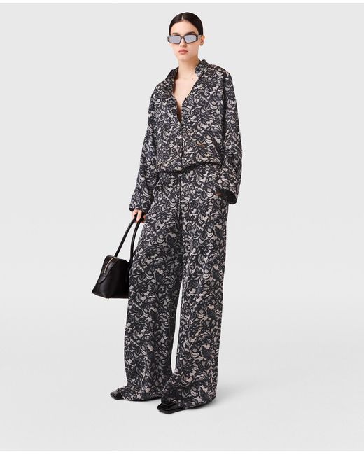Stella McCartney Gray Lace Print Oversized Drawstring Trousers
