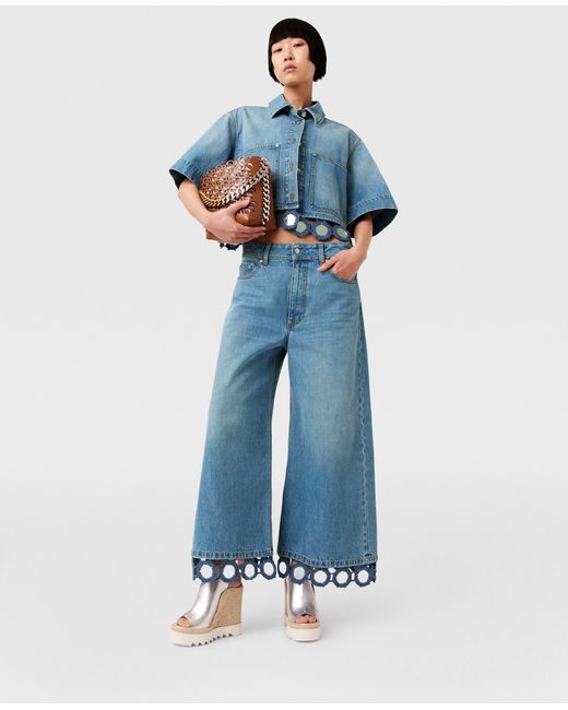 Stella McCartney Blue Mirror Crochet Wide-leg Jeans