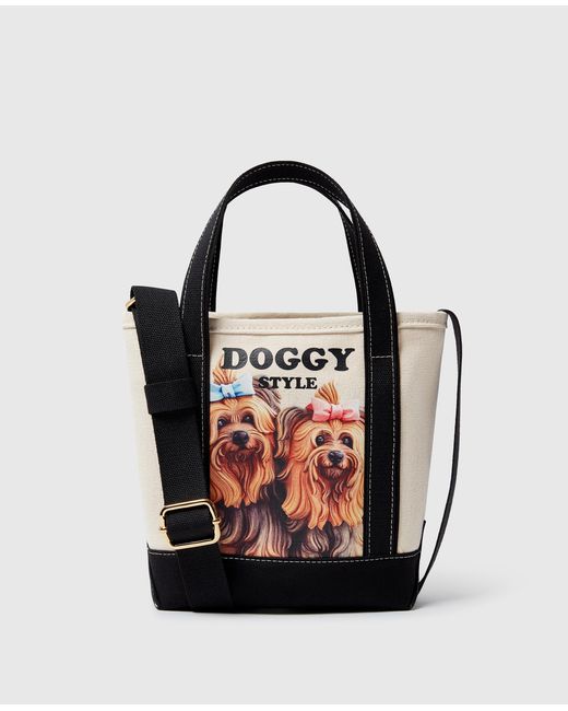 Stella McCartney Black Jeff Koons Doggy Style Crossbody Tote Bag