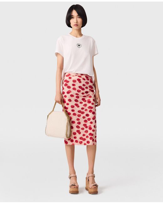 Stella McCartney Red Raspberry Print Mesh Midi Skirt