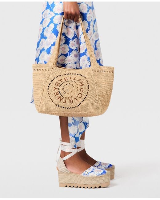 Stella McCartney Natural Logo Raffia Medium Tote Bag