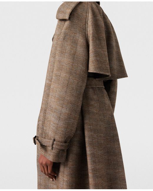 Stella McCartney Natural Belted Check Trench Coat
