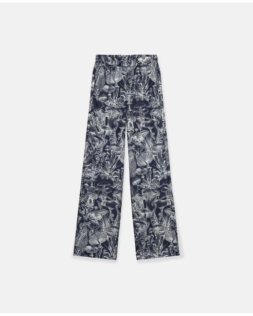 Stella McCartney Blue Fungi Forest Print Silk Pyjama Trousers, , Multicolour