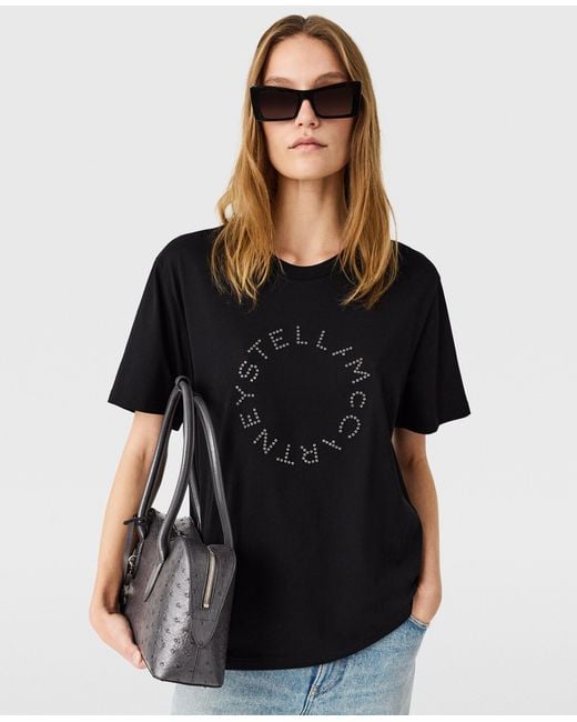 Stella McCartney Black Logo-embroidered Boyfriend T-shirt