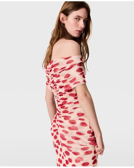 Stella McCartney White Raspberry Print Mesh Maxi Dress