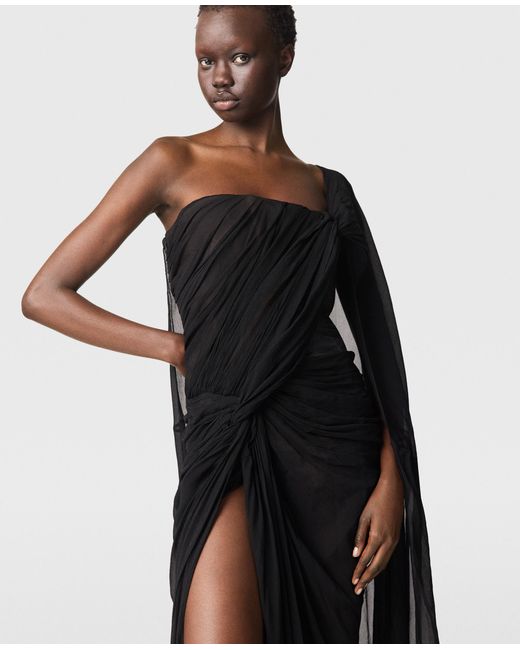 Stella McCartney Black Wrapped Cape-Front Ruched Top