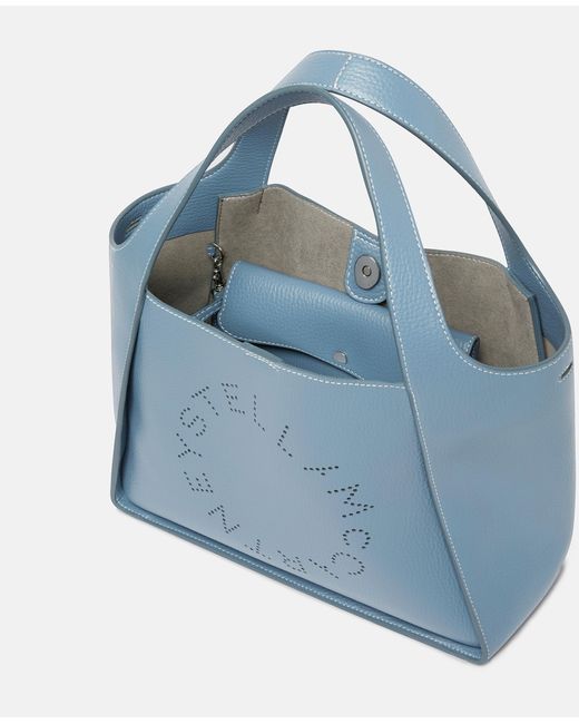 Stella McCartney Blue Logo Grainy Alter Mat Shoulder Bag