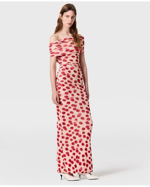 Stella McCartney White Raspberry Print Mesh Maxi Dress