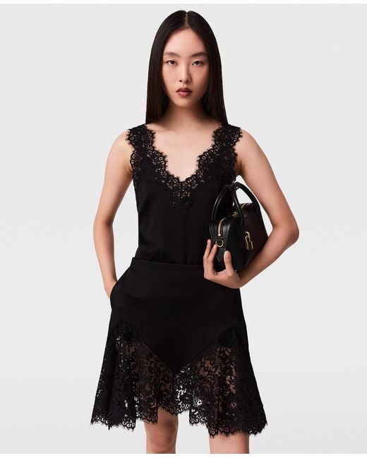 Stella McCartney Black Lace-trimmed Satin Skirt