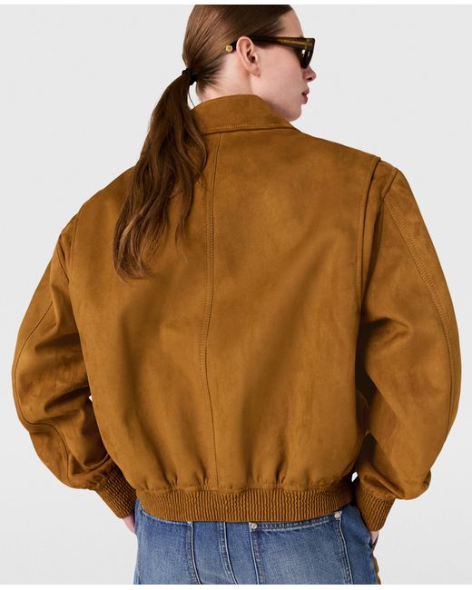 Stella McCartney Boxy Collared Bomber Jacket in Brown | Lyst