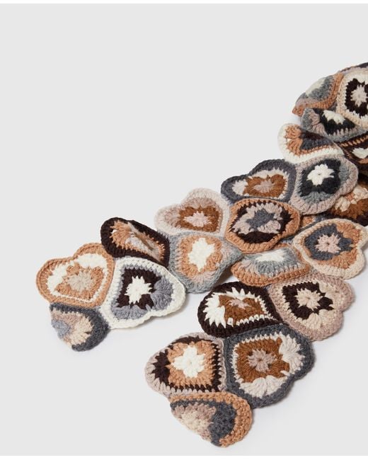 Stella McCartney White Hand-Crocheted Heart Scarf