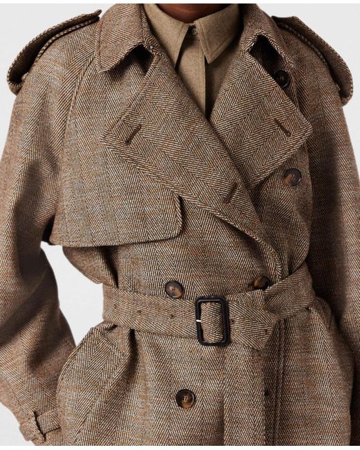 Stella McCartney Natural Belted Check Trench Coat