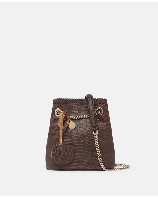 Stella McCartney Brown Falabella Scale-Embossed Bucket Bag, , Chocolate