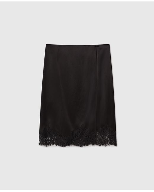 Stella McCartney Black Lace Satin Midi Skirt