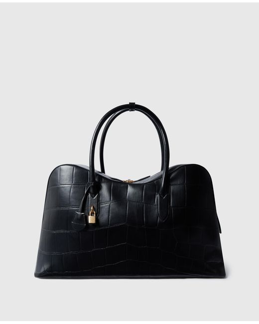 Stella McCartney Black Ryder Crocodile-Embossed Weekender Bag, One Size