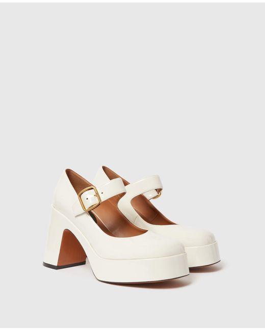 Stella McCartney White Patent Heeled Mary Janes