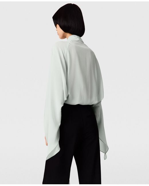 Stella McCartney Blue Tie-neck Silk Shirt