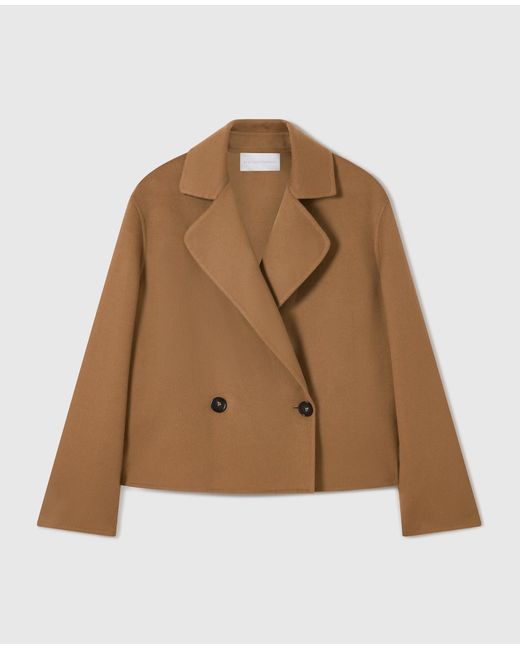 Stella McCartney Brown Double-Breasted Cropped Peacoat Jacket
