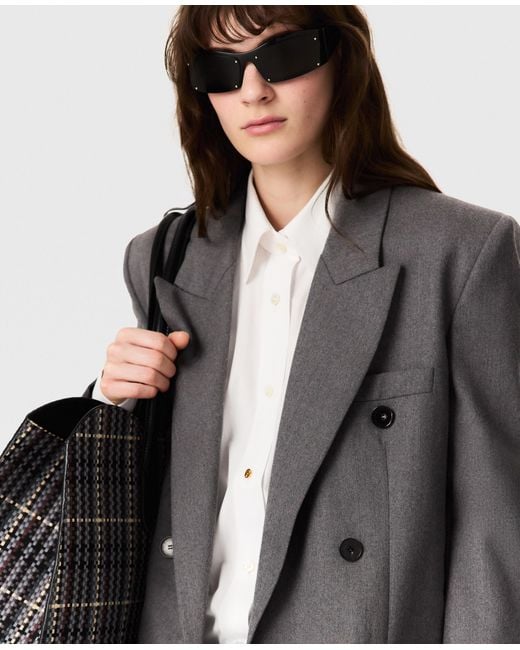Stella McCartney Gray Double-breasted Flannel Blazer