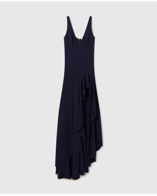 Stella McCartney Blue Frill Slit Evening Gown