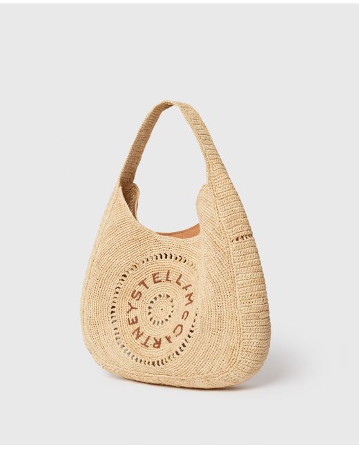 Stella McCartney Natural Logo Raffia Slouchy Medium Tote Bag