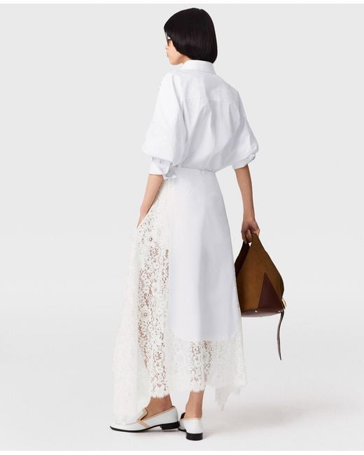 Stella McCartney White Lace Panel Midi Skirt