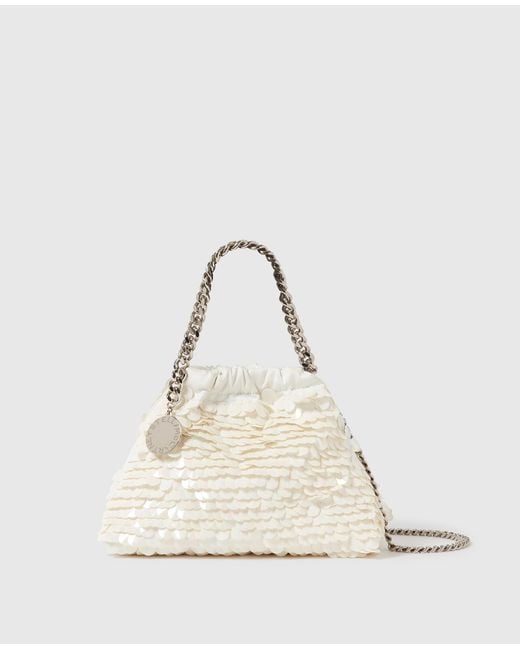 Stella McCartney Natural Falabella Mini Sequin-Embellished Drawstring Bag