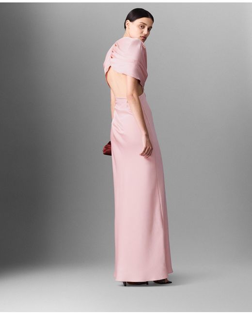 Stella McCartney Pink Satin Wrapped Short-sleeve Maxi Dress