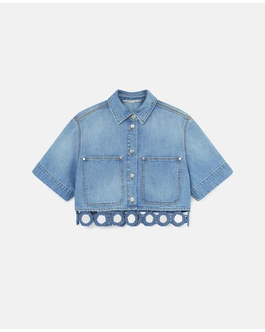 Stella McCartney Blue Mirror Crochet Boxy Shirt