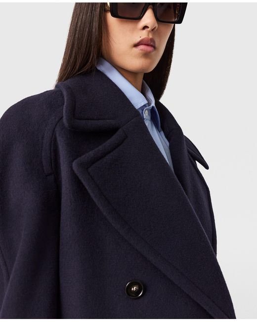 Stella McCartney Blue Tie-Belt Cropped Peacoat Jacket