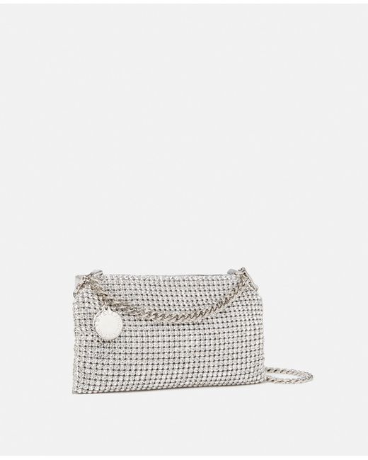 Stella McCartney White Falabella Crystal Mesh Shoulder Bag, , Metallic