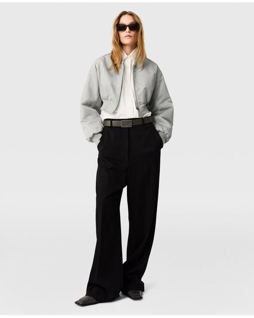 Stella McCartney Gray Cropped Bomber Jacket