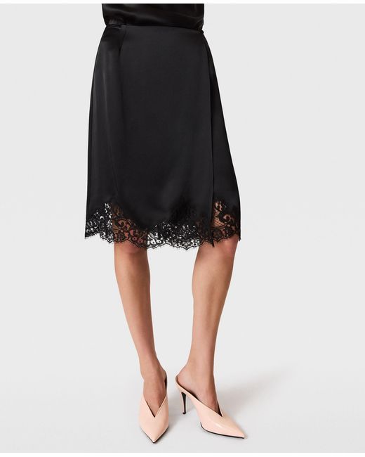 Stella McCartney Black Lace Satin Midi Skirt