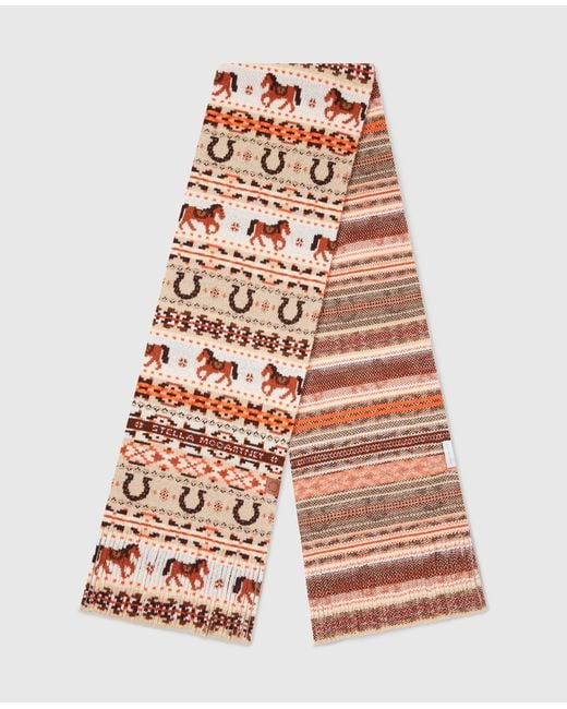 Stella McCartney White Fair Isle Wool Scarf