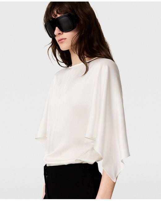 Stella McCartney White Handkerchief Sleeve Satin Top