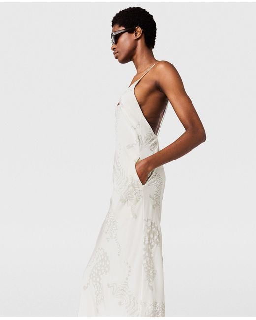 Stella McCartney White Leopard Pattern Sleeveless Midi Dress