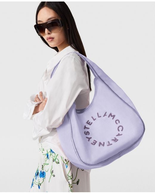 Stella McCartney Purple Logo Mesh Large Hobo Bag