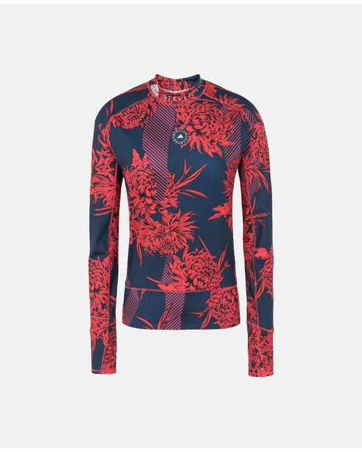 Adidas By Stella McCartney Red Truepurpose Long-sleeved Printed Top