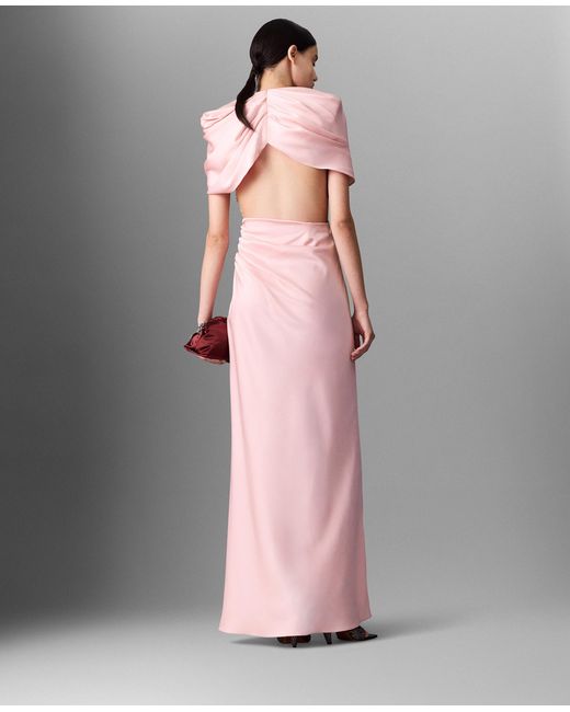 Stella McCartney Pink Satin Wrapped Short-sleeve Maxi Dress