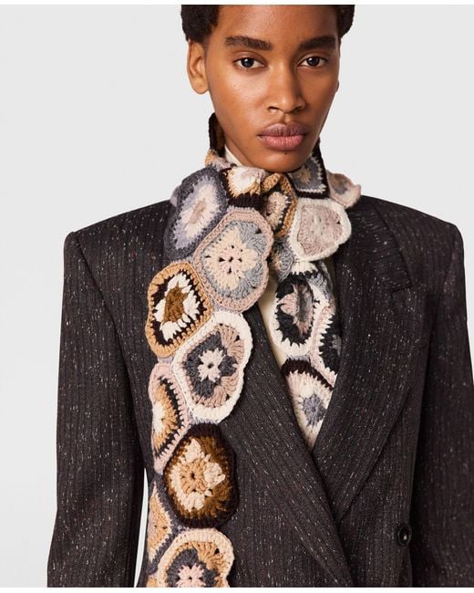 Stella McCartney White Hand-Crocheted Heart Scarf