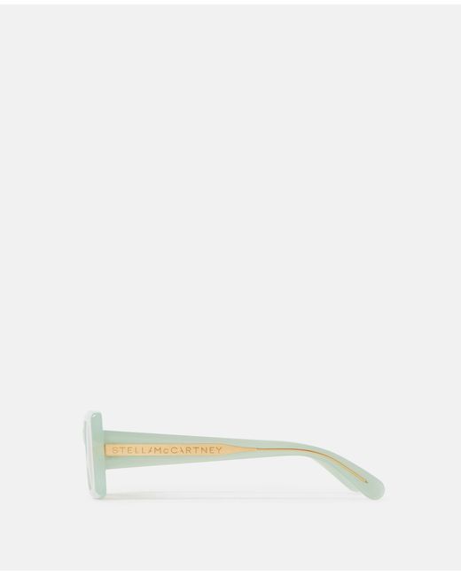 Stella McCartney White Logo-Engraved Rectangular Sunglasses