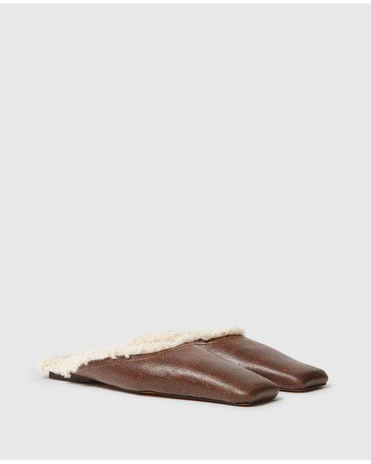 Stella McCartney Brown Vegan Plush-lined Slippers